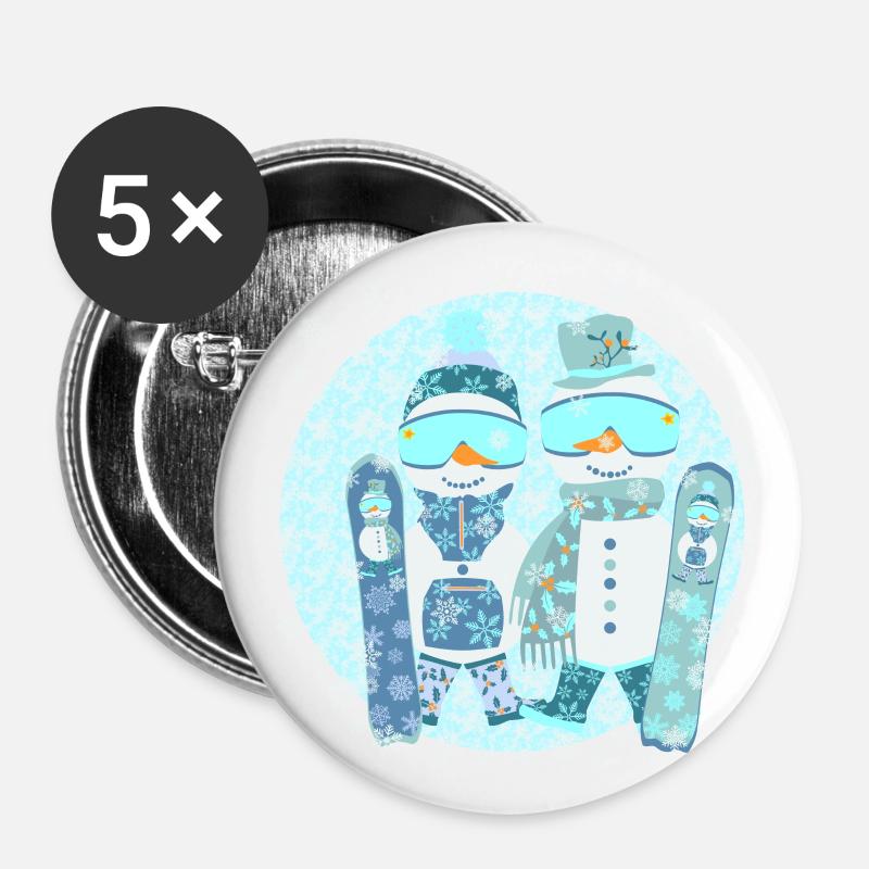 Frosty Snowboard Patrol - Buttons large 2.2''/56 mm (5-pack) - white