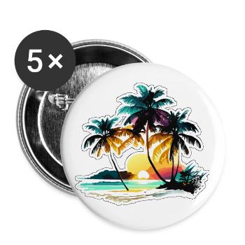 Caribbean Flair - Buttons large 2.2''/56 mm (5-pack) - white - Front