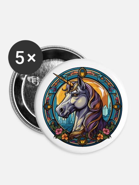 Unicorn - Buttons large 2.2''/56 mm (5-pack) - white