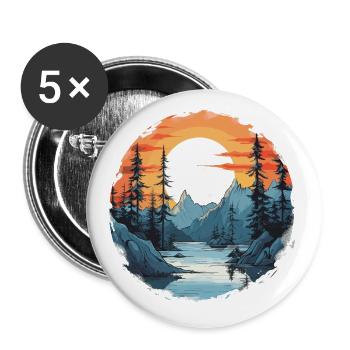 Nature River Landscape - Buttons large 2.2''/56 mm (5-pack) - white - Front