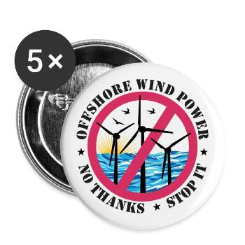 Offshore Wind Power No Thanks - Buttons large 2.2''/56 mm (5-pack) - white - Front