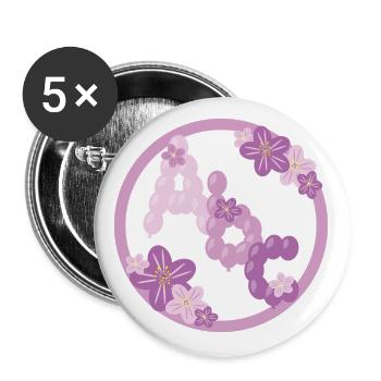 Luftiges Kinder Abc in rosa. - Buttons groß 56 mm (5er Pack) - Weiß - Vorne
