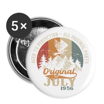 Juli 1956 Geburtstagsgeschenk Juli 1956 Original - Buttons groß 56 mm (5er Pack) - Weiß - Vorne
