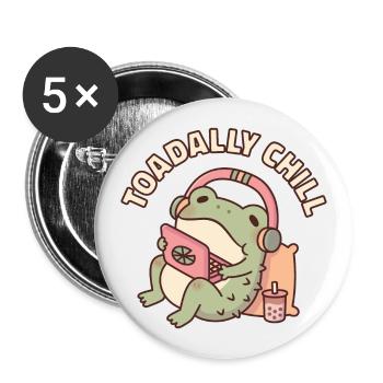 Cute Toad Relaxing With Laptop Toadally Chill - Buttons large 2.2''/56 mm (5-pack) - white - Front