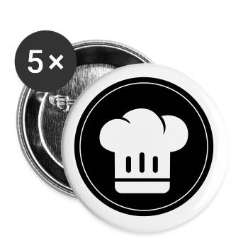 Chapeau de chef Chef - Lot de 5 grands badges (56 mm) - blanc - Devant