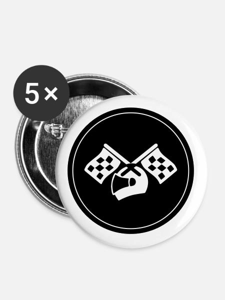 Rennfahrer helm - Buttons groß 56 mm (5er Pack) - Weiß