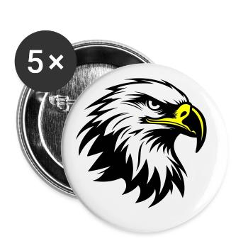 Adler Kopf Silhouette - Buttons groß 56 mm (5er Pack) - Weiß - Vorne