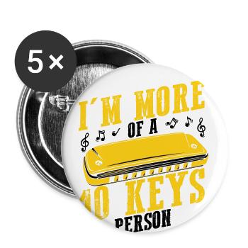 Harmonikaspieler für Munharmonika Spieler - Buttons groß 56 mm (5er Pack) - Weiß - Vorne