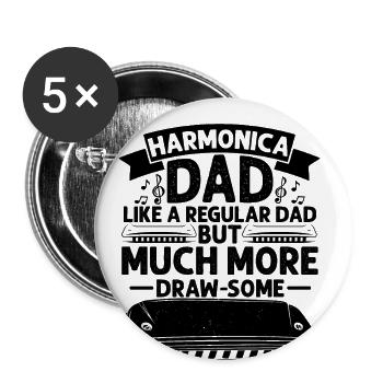 Mundharmonikaspieler Zitat für Mundharmonika - Buttons groß 56 mm (5er Pack) - Weiß - Vorne