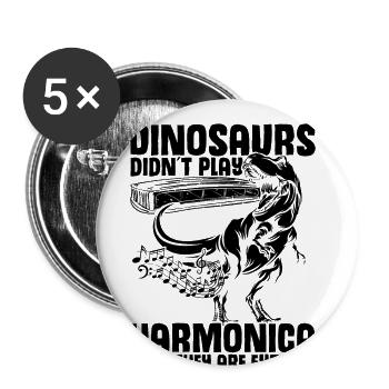 Mundharmonika Spieler und Mundharmonika - Buttons groß 56 mm (5er Pack) - Weiß - Vorne