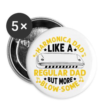 Mundharmonikaspieler Zitat für Mundharmonika - Buttons groß 56 mm (5er Pack) - Weiß - Vorne