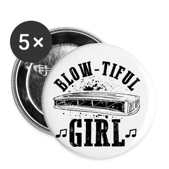 Mundharmonika Instrument und Mundharmonika - Buttons groß 56 mm (5er Pack) - Weiß - Vorne