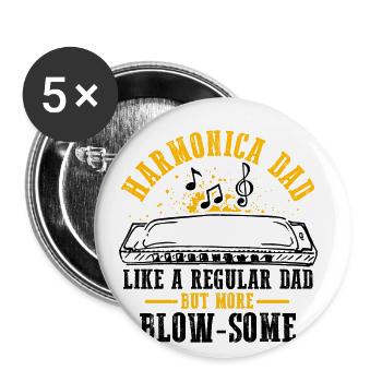Harmonikaspieler für Munharmonika Spieler - Buttons groß 56 mm (5er Pack) - Weiß - Vorne