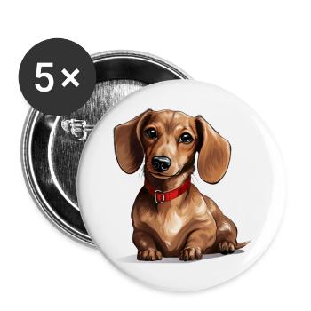 Dackel - Buttons groß 56 mm (5er Pack) - Weiß - Vorne