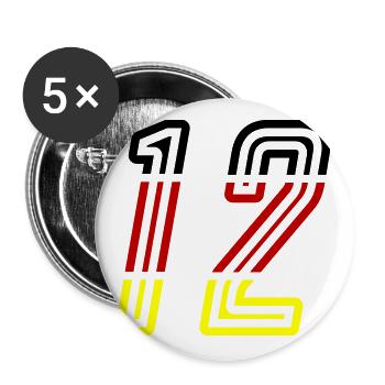12 Symbole numérique Allemagne - Lot de 5 grands badges (56 mm) - blanc - Devant