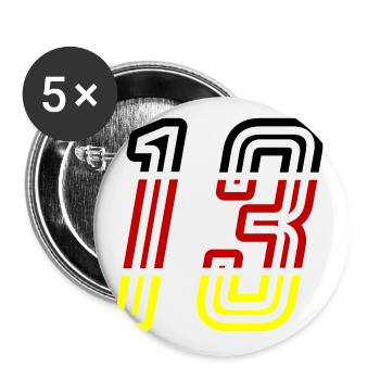 13 Symbole numérique Allemagne - Lot de 5 grands badges (56 mm) - blanc - Devant