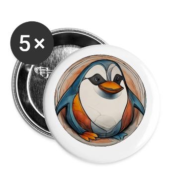 Pingouin - Lot de 5 grands badges (56 mm) - blanc - Devant