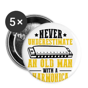 Harmonikaspieler für Munharmonika Spieler - Buttons groß 56 mm (5er Pack) - Weiß - Vorne