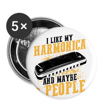 Mundharmonikaspieler Zitat für Mundharmonika - Buttons groß 56 mm (5er Pack) - Weiß - Vorne