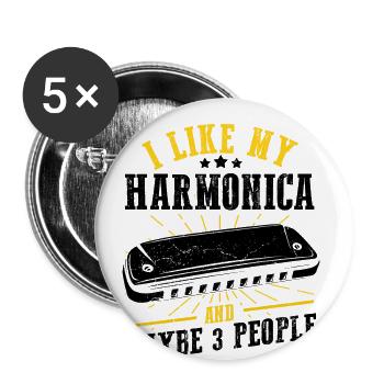 Harmonikaspieler für Munharmonika Spieler - Buttons groß 56 mm (5er Pack) - Weiß - Vorne