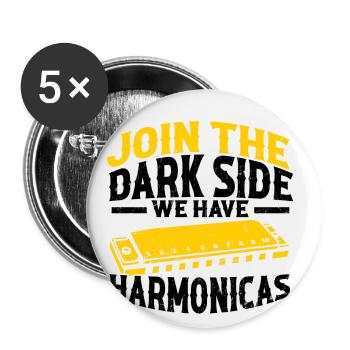 Mundharmonika Instrument und Mundharmonika - Buttons groß 56 mm (5er Pack) - Weiß - Vorne