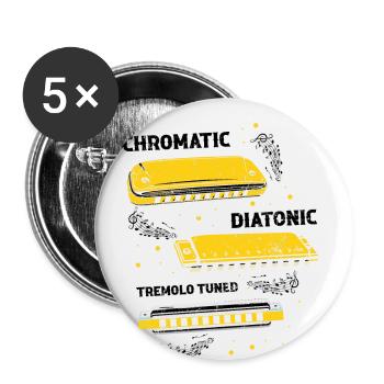 Französische Harfinisten und Harmonikaspieler - Buttons groß 56 mm (5er Pack) - Weiß - Vorne