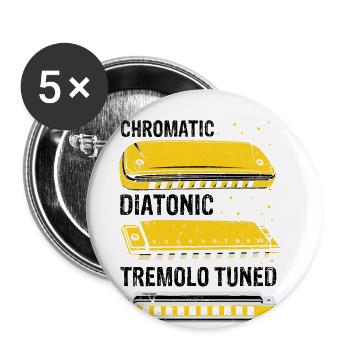 Mundharmonika Instrument und Mundharmonika - Buttons groß 56 mm (5er Pack) - Weiß - Vorne
