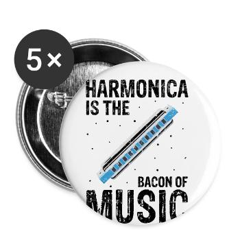 Mundharmonikaspieler Zitat für Mundharmonika - Buttons groß 56 mm (5er Pack) - Weiß - Vorne