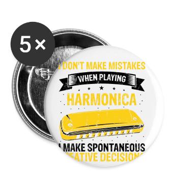 Französische Harfinisten und Harmonikaspieler - Buttons groß 56 mm (5er Pack) - Weiß - Vorne