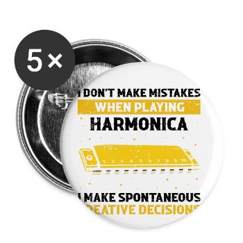 Mundharmonika Instrument und Mundharmonika - Buttons groß 56 mm (5er Pack) - Weiß - Vorne