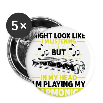 Mundharmonikaspieler Zitat für Mundharmonika - Buttons groß 56 mm (5er Pack) - Weiß - Vorne