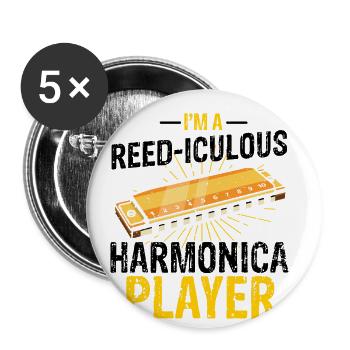 Mundharmonika Instrument und Mundharmonika - Buttons groß 56 mm (5er Pack) - Weiß - Vorne