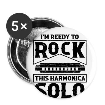 Harmonikaspieler für Munharmonika Spieler - Buttons groß 56 mm (5er Pack) - Weiß - Vorne