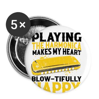 Mundharmonika Instrument und Mundharmonika - Buttons groß 56 mm (5er Pack) - Weiß - Vorne