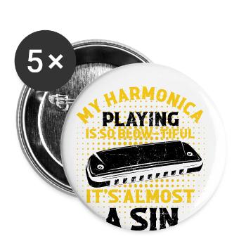 Französische Harfinisten und Harmonikaspieler - Buttons groß 56 mm (5er Pack) - Weiß - Vorne