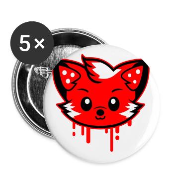 Fox Head Comic Cute - Buttons large 2.2''/56 mm (5-pack) - white - Front