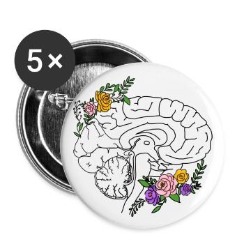 Flower Brain - Neuroscientist - Buttons groß 56 mm (5er Pack) - Weiß - Vorne