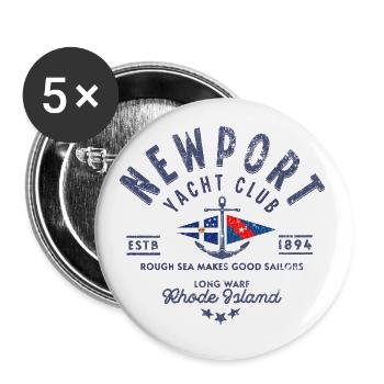 Newport Yacht Club Rhode Island blc 1 - Buttons groß 56 mm (5er Pack) - Weiß - Vorne