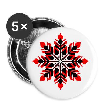 Schneeflocke Icon Winter - Buttons groß 56 mm (5er Pack) - Weiß - Vorne