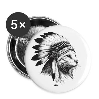 Indian Cat - Buttons large 2.2''/56 mm (5-pack) - white - Front