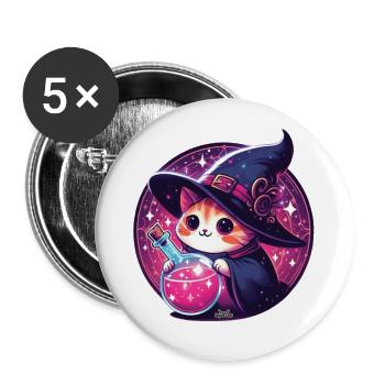 Potion Cat 2 - Buttons large 2.2''/56 mm (5-pack) - white - Front
