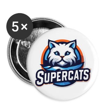Supercats 3 Logo - Buttons large 2.2''/56 mm (5-pack) - white - Front