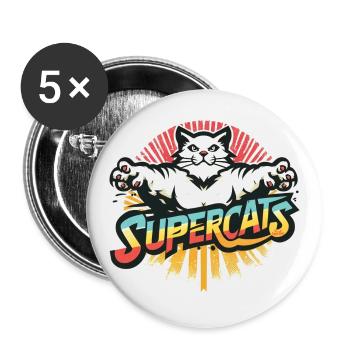 Supercats 4 Logo - Buttons large 2.2''/56 mm (5-pack) - white - Front