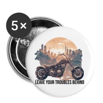 Leave Your Troubles Behind, Live Free and Ride - Buttons large 2.2''/56 mm (5-pack) - white - Front