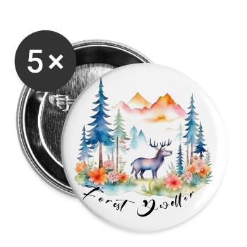 Niedlicher Wald Elch - Buttons groß 56 mm (5er Pack) - Weiß - Vorne