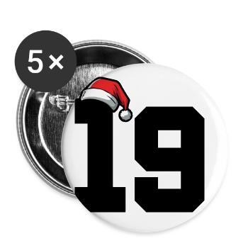 19 Zahl Weihnachten - Buttons groß 56 mm (5er Pack) - Weiß - Vorne