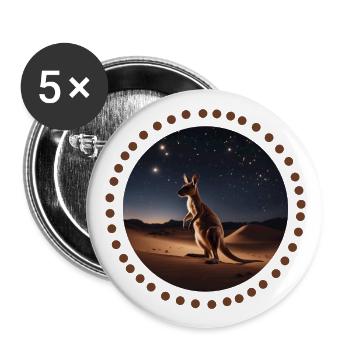 Känguru in der Wüste in der Nacht - Buttons groß 56 mm (5er Pack) - Weiß - Vorne