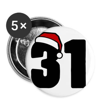 31 Number Christmas - Buttons large 2.2''/56 mm (5-pack) - white - Front