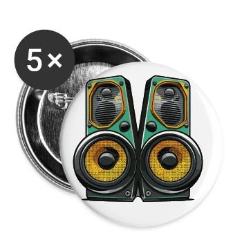 Musik Boxen Symbol Bass - Buttons groß 56 mm (5er Pack) - Weiß - Vorne
