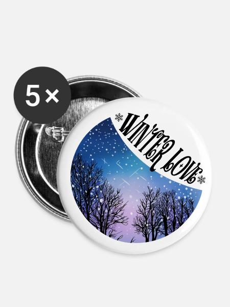 Winter Love - Buttons groß 56 mm (5er Pack) - Weiß